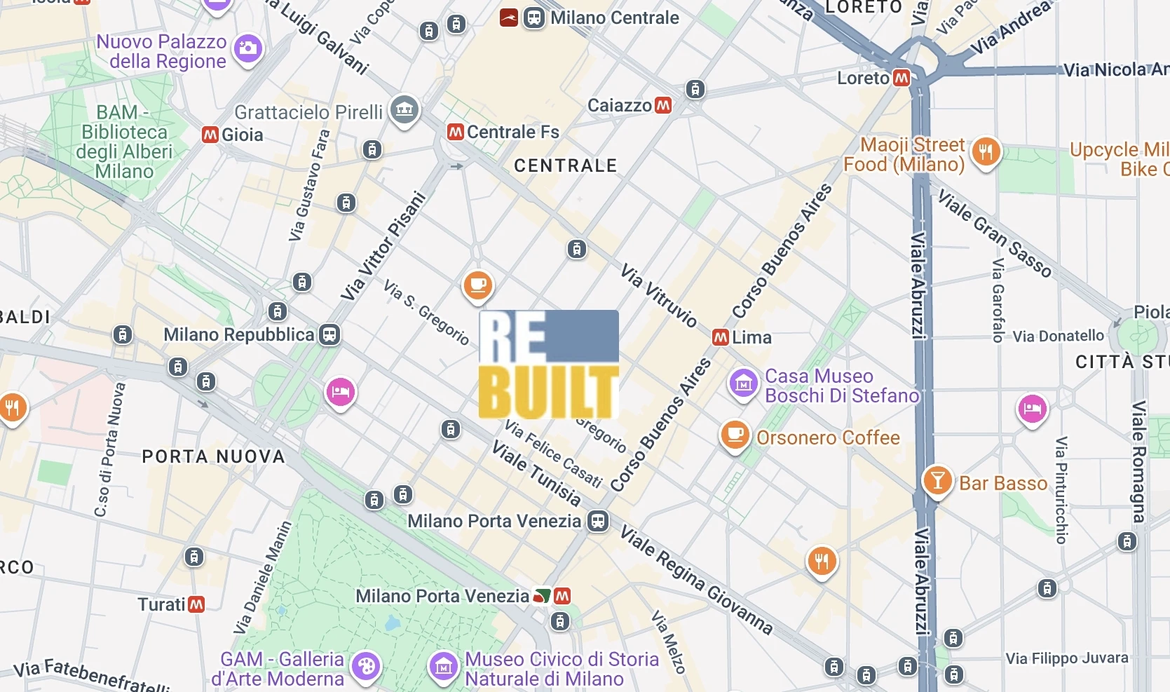 Mappa di Milano con la posizione Re-Built